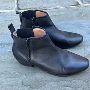Jack Rogers Black Leather Whipstitch Ankle Boots